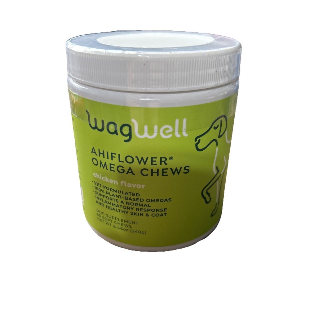 WagWell Ahiflower Omega Dog Chews Skin & Coat Chicken Flavor 60ct WW-1002